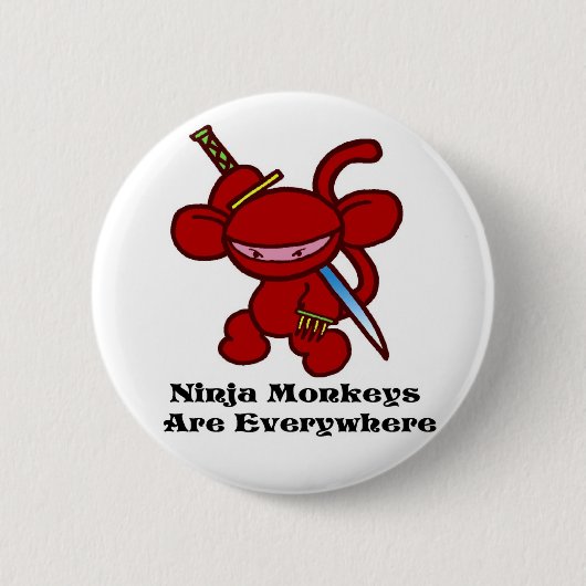 Red Ninja Claw Ronde Button 5,7 Cm (Voorkant)