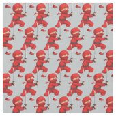Red Ninja Design Fabric Stof (Close Up)