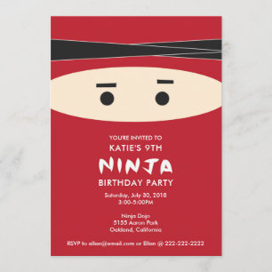 Red Ninja verjaardagsfeestje uitnodiging