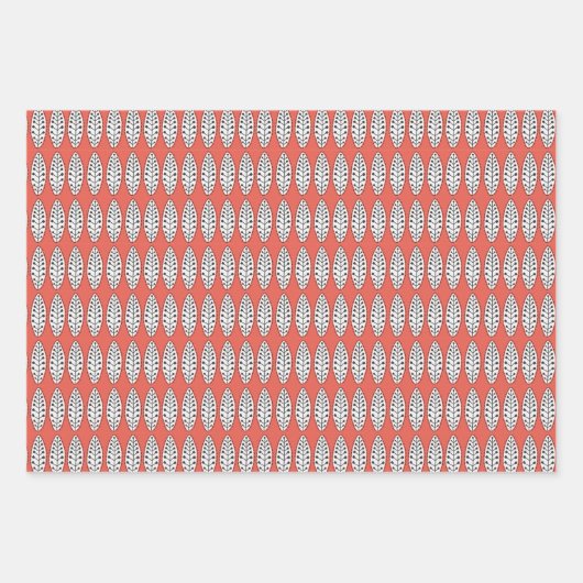 Red Nordic Folk Art Inpakpapier Vel (Voorkant)