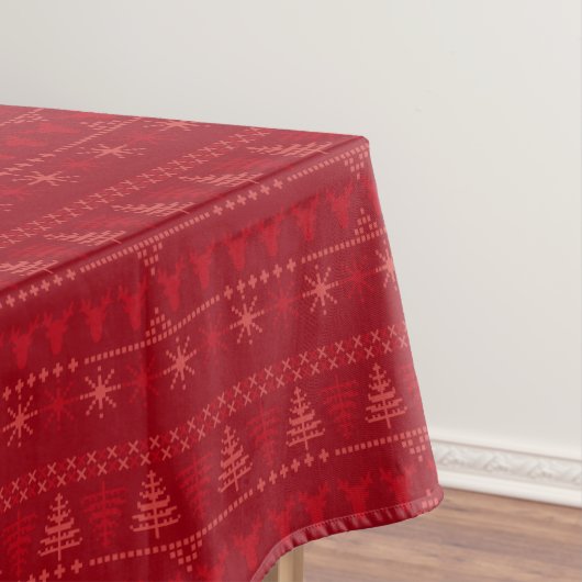Red Nordic Knit Motif Vacances d'hiver Nappe (In Situ)