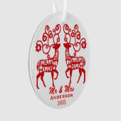 Red Nordic Reindeer Custom Couple's (devant)
