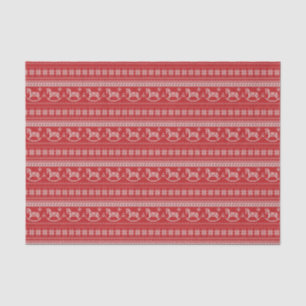 Red Nordic Rocking Horse Pattern kerst Tissuepapier