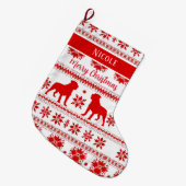 Red Nordic Rottweiler Dog Christmas Grote Kerstsok (Voorkant (Hangend))