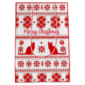 Red Nordic Sitting Cat Christmas Medium Cadeauzakje (Achterkant)