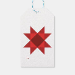 Red Nordic Star Christmas Cadeaulabel