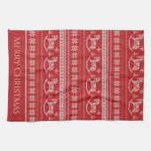 Red Nordic Style Rocking Horse Pattern kerst Theedoek (Horizontaal)