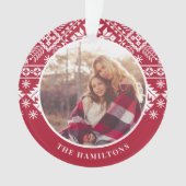 Red Nordic Sweater Pattern | Foto Ornament (voorkant)