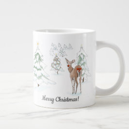 Red Nose Deer in de Snowy Wood Holiday Extra Grote Beker