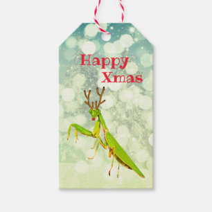 Red Nose Praying Mantis Weird Kerstmis Cadeaulabel