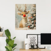 Red Nose Reindeer Christmas Poster (Bureau à domicile)