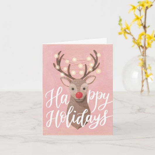 Red Nose Reindeer Noël Carte de voeux pliée (Fleur jaune)