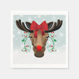 Red Nosed Kerstmis Moose Holiday Humor Servetten