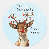  Red Nosed Reindeer Kind Gift Kerst Ronde Sticker (Voorkant)
