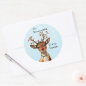  Red Nosed Reindeer Kind Gift Kerst Ronde Sticker (Envelop)