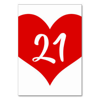 Red Numbered Heart Kaart