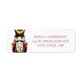 Red Nutcracker Christmas Holiday Return Address Etiket (Voorkant)