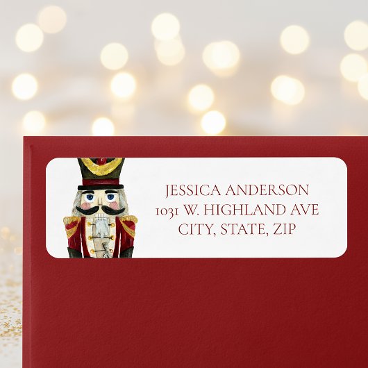 Red Nutcracker Christmas Holiday Return Address Etiket