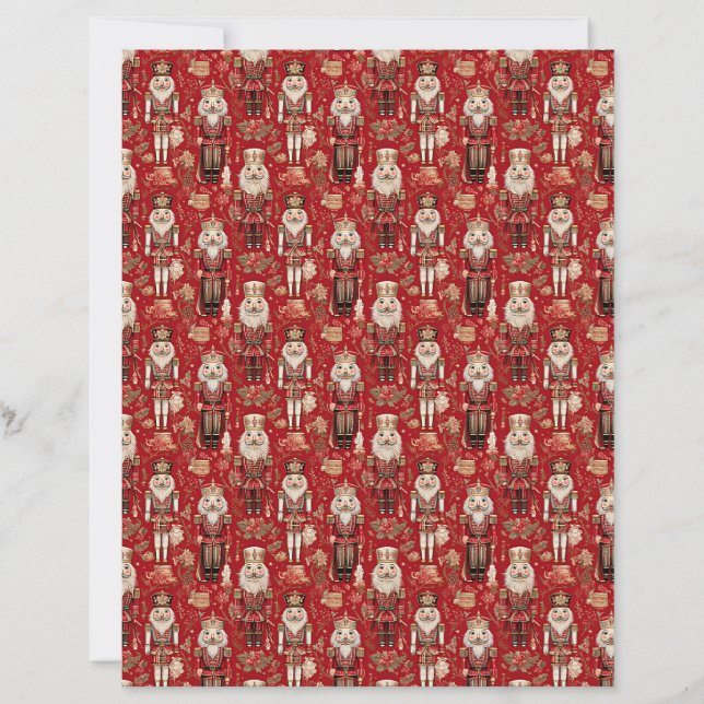 Red nutcrackers pattern Christmas craft paper (Voorkant)