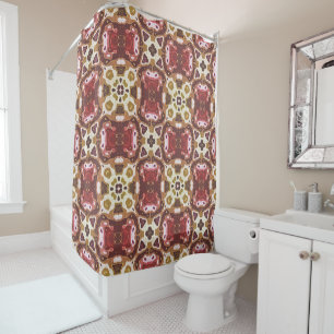 Red Ochre Yellow Brown Hip Orient Bali Art Douchegordijn