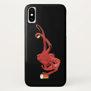 Red Octopus Beer Lover iPhone X Hoesje