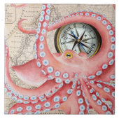 Red Octopus  Map Compass Tegeltje (Voorkant)