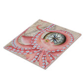 Red Octopus  Map Compass Tegeltje (Zijkant)