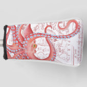 Red Octopus Map White Golfheadcover (Voorkant)