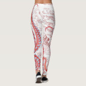 Red Octopus Map White Leggings (Achterkant)