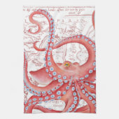 Red Octopus  Map White Theedoek (Verticaal)