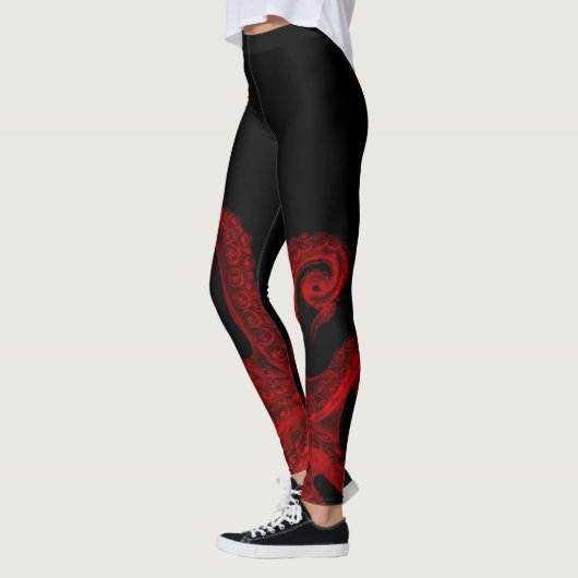 Red Octopus Tentacles Illustratie Leggings (Links)