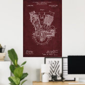 Red | Octrooi voor verbrandingsmotoren Poster (Thuiskantoor)