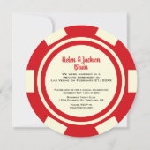 Red Off White Poker Chip Faire-part de mariage (Dos)