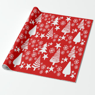 Red Oh kerstboom inpakpapier