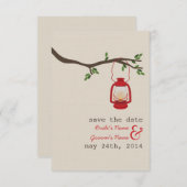 Red Oil Lantern Outdoor Wedding Save the Date (Voorkant / Achterkant)