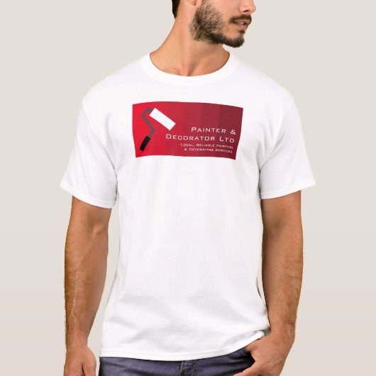 Red Ombre & Paint Roller, schilder & decorator T-shirt (Voorkant)