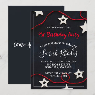 Red on Black 21st Birthday Party Invitation Kaart