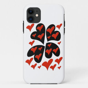 Red on Black Hearts iPhone 11 Hoesje