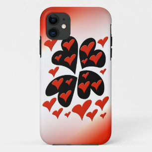 Red on Black Hearts iPhone 11 Hoesje