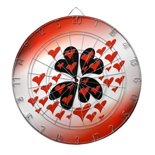 Red on Black Hearts Dartbord (Voorkant)