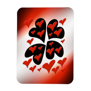 Red on Black Hearts Magnet Magneet