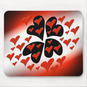 Red on Black Hearts Muismat