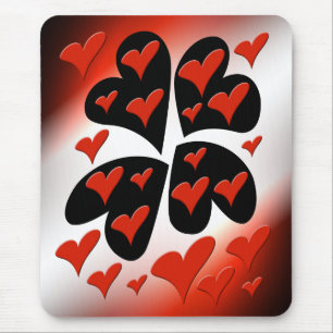 Red on Black Hearts Muismat