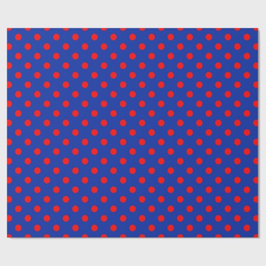 Red On Blue Polka Dots Pattern Design  Cadeaupapier (Vlak)