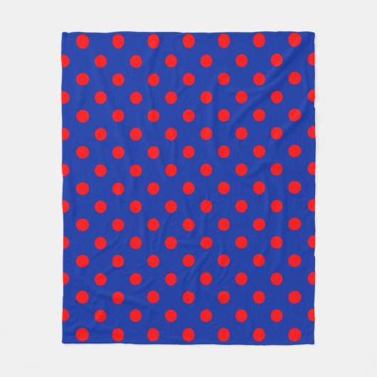 Red On Blue Polka Dots Pattern Design  Fleece Deken (Voorkant)