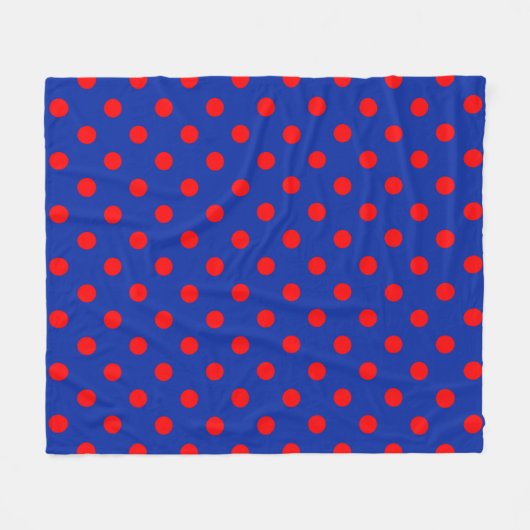 Red On Blue Polka Dots Pattern Design  Fleece Deken (Voorkant (Horizontaal))