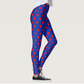 Red On Blue Polka Dots Pattern Design  Leggings