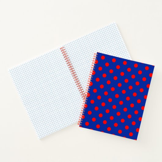 Red On Blue Polka Dots Pattern Design  Notitieboek (Binnen)