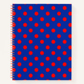 Red On Blue Polka Dots Pattern Design  Notitieboek (Voorkant)
