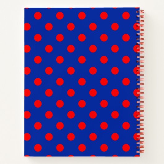 Red On Blue Polka Dots Pattern Design  Notitieboek (Achterkant)